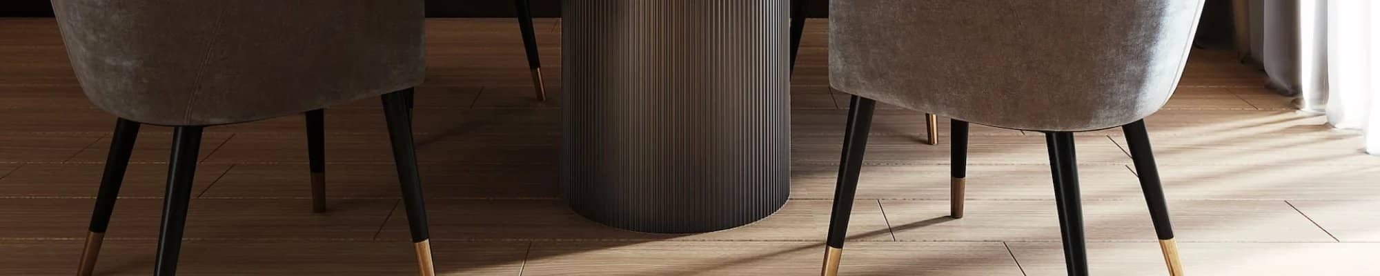 Stylish dining room with hardwood flooring