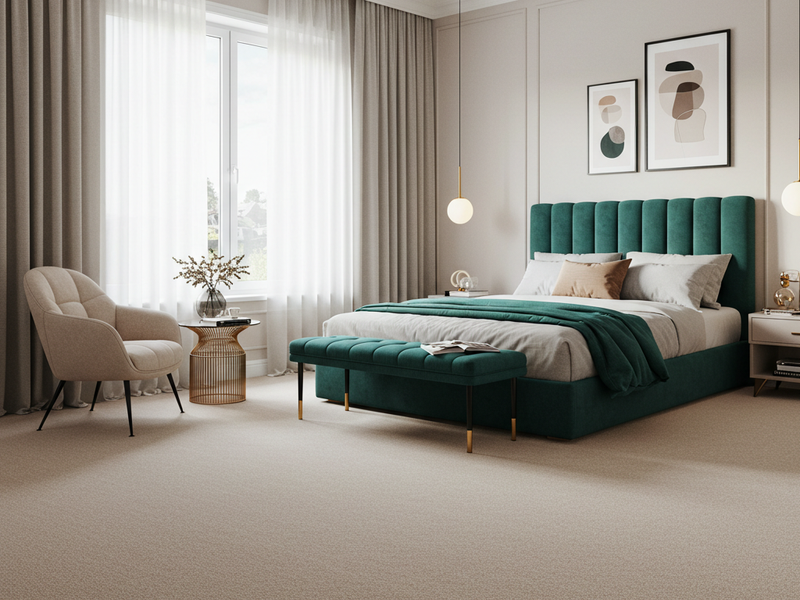 Soft carpet flooring in a bedroom
